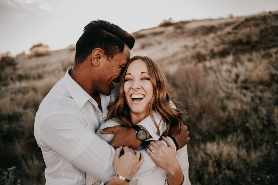 happy couple outdoors